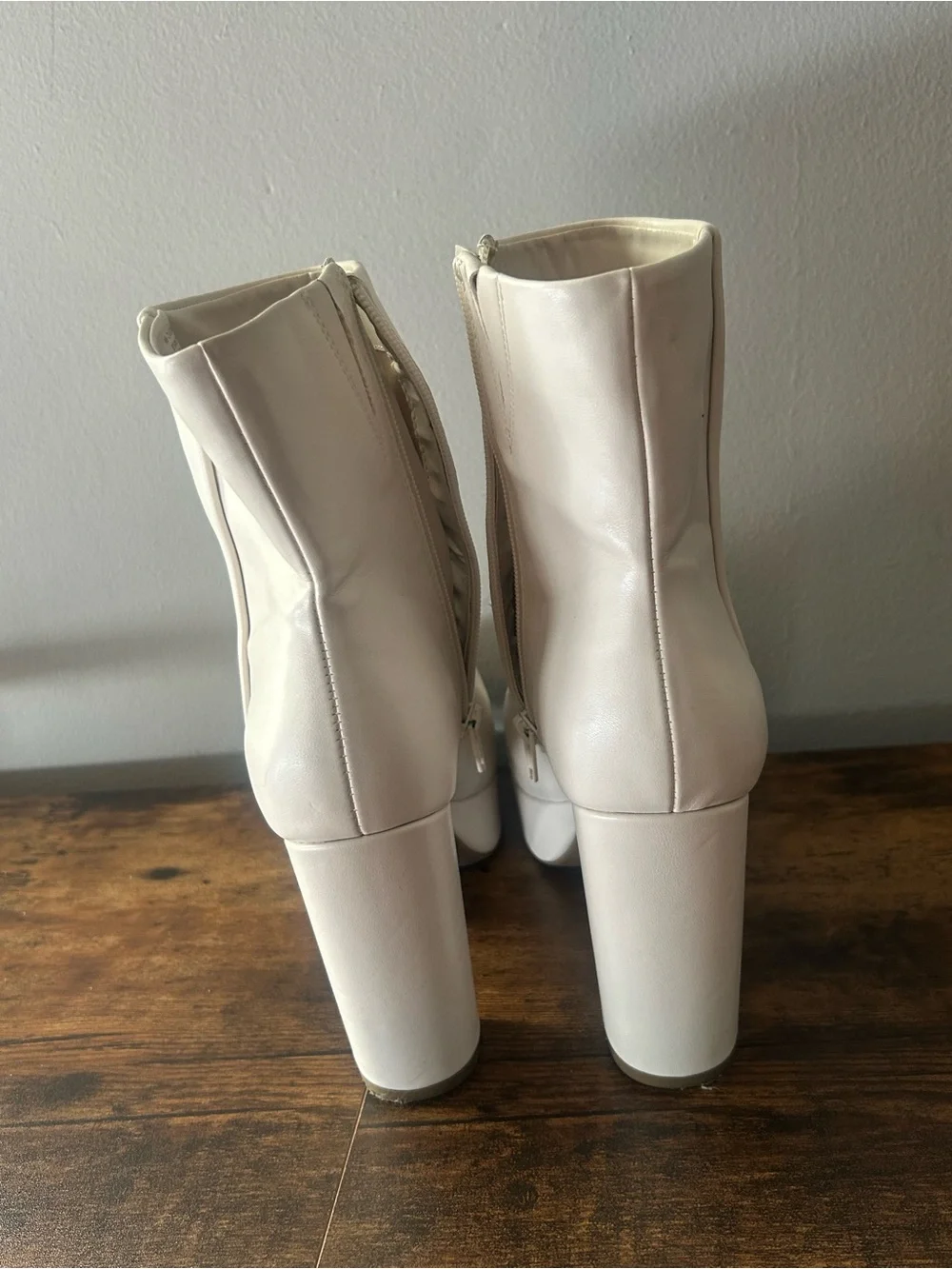 White Platform Ankle Boots - Women's Fashion Heeled Boots